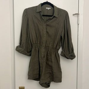 WeWoreWhat olive green collared utility romper